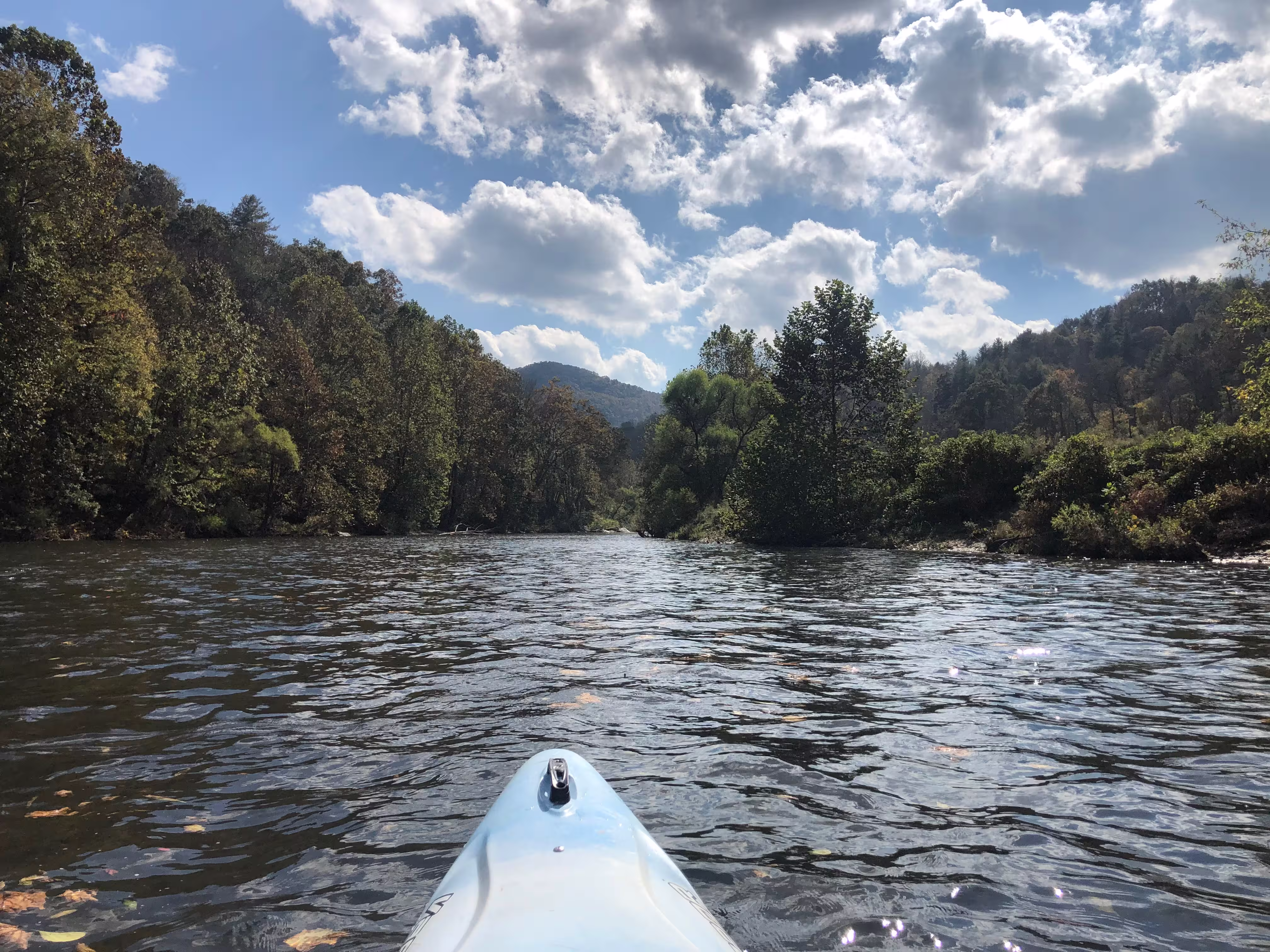 Kayaking on a mountain river in North Carolina